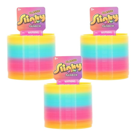 Plastic Rainbow Slinky Toy 3-Pack – Classic Spring Fidget Set