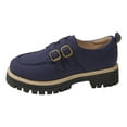thumbnail image 6 of Loafers for Women Chunky Lug Sole Slip on Business Casual Dress Shoes with Adjustable Double Buckle Strap, 6 of 7