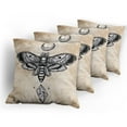 thumbnail image 5 of Ambesonne Fantasy Throw Pillow Cover 4 Pack, Hawk Moth Skull Magic, 18", White Black and Cream, 5 of 7