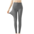 thumbnail image 3 of MOJOGO Women's Seamless Base Layer Lightweight Solid Color Underwear Casual Thermal Leggings for Fall Winter Gray L, 3 of 4