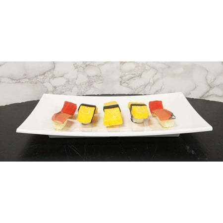 

8.25 W White Melamine Curved Rectangular Sushi Serving Plates Platters Set Of 6