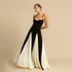 thumbnail image 5 of Vestido largo de malla con retazos en contraste para mujer, traje elegante ajustado con tirantes y Espalda descubierta, ropa de noche elegante para verano, 5 of 5