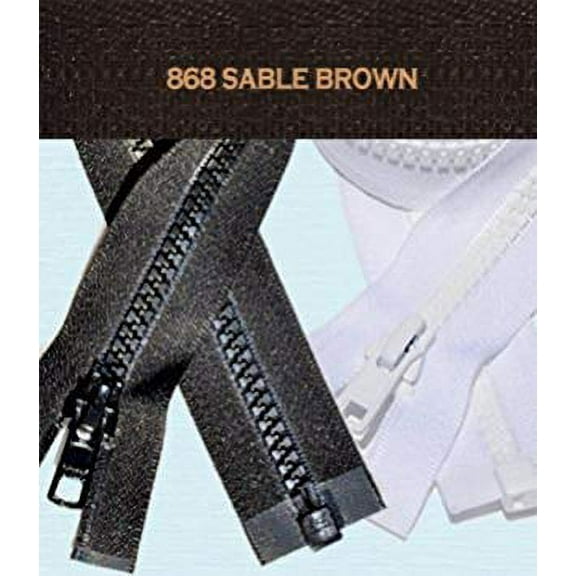 22" Vislon Jacket Zipper, YKK #5 Molded Plastic Separating - Medium Weight By Each (Walnut - 858)