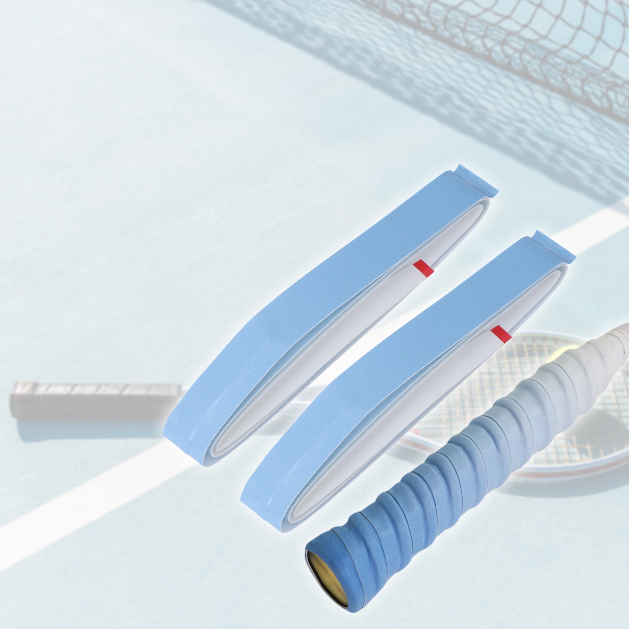 Unique Bargains 2 Pcs Tennis Racket Grip Tape Dry Overgrip Tape Gradient Blue