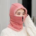 thumbnail image 4 of Women Hat Solid Color Zipper Autumn Winter Knitted Korean Style Cap Scarf for Riding, 4 of 10