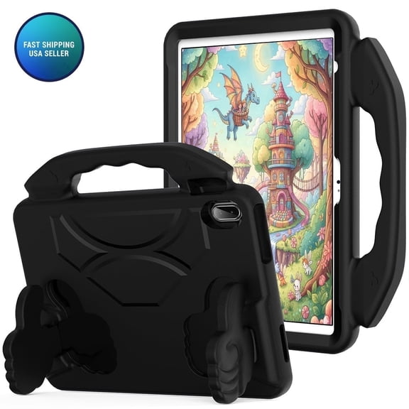 AMZER Kids Case for New iPad (A16) 11th Generation 11 Inch 2025 & iPad 10th Generation 10.9" 2022 Shockproof Handle Convertible Stand Case for iPad Air M3 11" (2025), Black