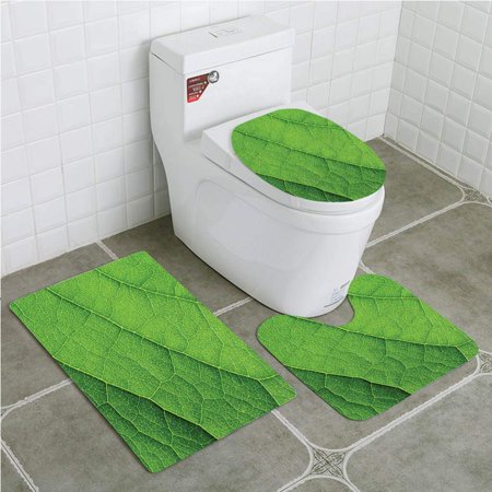 Erehome Green Macro Texture Green Leaf Veins Environment Foliage Botany Ecology Lime 3 Piece Bathroom Rugs Set Bath Rug Contour Mat And Toilet Lid Cover Walmart Canada