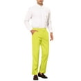 thumbnail image 2 of INSPIRE CHIC Men's Slim Fit Trousers Flat Front Solid Color Business Pants 34 Yellow, 2 of 7