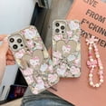 thumbnail image 4 of Funda de teléfono móvil con correa de teléfono galvanizada plateada con espejo de corazón amoroso de hello kitty rosa de dibujos animados para Iphone 12 13 14 15 Pro Max, 4 of 4