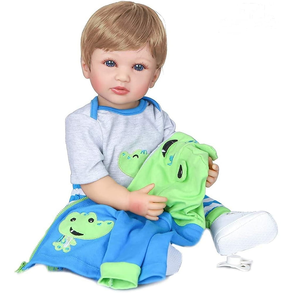 Reborn Baby Dolls Boy Full Silicone Body Open Eyes Look Real Life 22