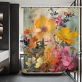 thumbnail image 4 of Floral Shower Curtain Watercolour Flowes Shower Curtains for Bathroom Vintage Hibiscus Bellis Perennis Lily Colourful Planta Flowers Decor Set with 12 Hooks 72x72 inches (D), 4 of 6