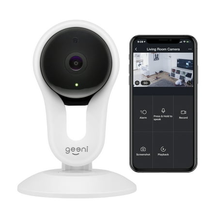 Geeni Aware 1080p Indoor Smart Home Security Camera with 2-Way Talk, Night Vision and Motion Alerts, Works with Alexa and Google Assistant, No Hub Required, White (2 Pack)