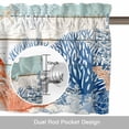 thumbnail image 6 of Summer Ocean Valance Curtain for Windows Coastal Jellyfish Orange Corals Shells Teal Wooden Rod Pocket Curtain Valances Short Window Treatments for Kitchen Bathroom Laundry Basement 60 x 18 Inch, 6 of 9