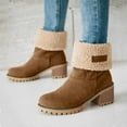 thumbnail image 2 of Mostsola Cozy Snow Boots for Women Stacked Heel Winter Mid Calf Boots Furry Lined Short Booties, 2 of 5