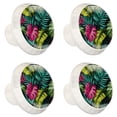 thumbnail image 2 of 4 Pcs Round White Knobs for Kitchen Cabinet Cupboard Dresser Bookcase Tropical Leaves Drawer Pulls Handles Home Decor, 2 of 8