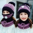 thumbnail image 4 of jiaroswwei Female Winter Warm Knitted Circle Loop Scarf Face Cover Valve Plush Woolen Cap, 4 of 7