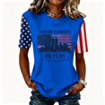 thumbnail image 2 of Domzest 9/11 25th Anniversary Shirt Womens Never Forget Patriotic American Flag Shirt Short Sleeve Crew Neck Tee Blue XL, 2 of 6