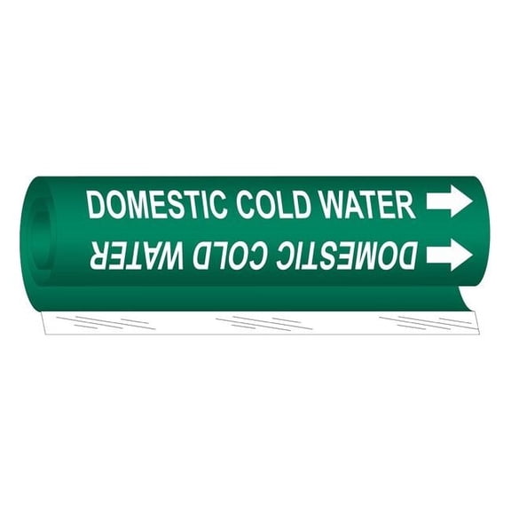 Brady Pipe Marker,Domestic Cold Water,Green, 5673-II 5673-II