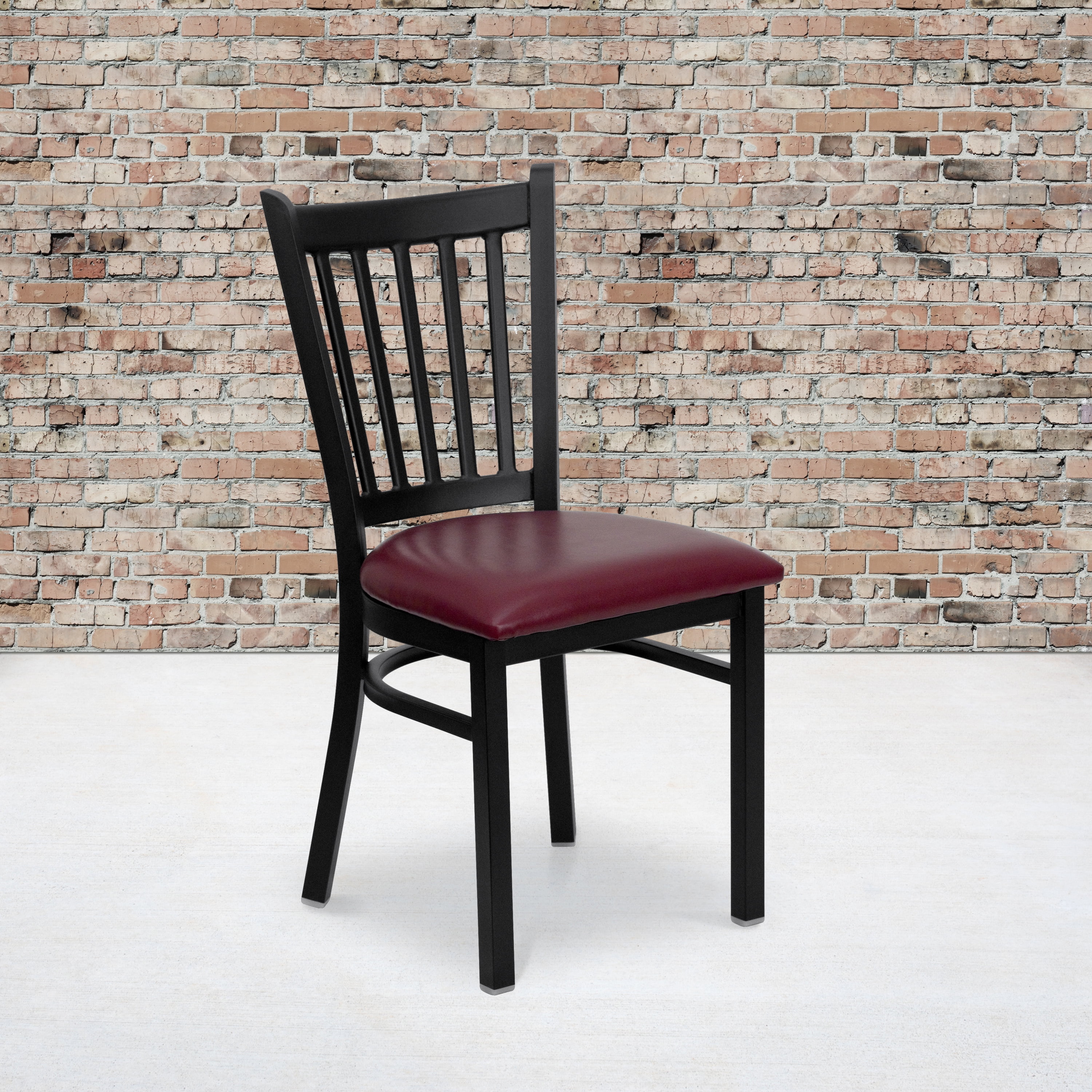 HERCULES Series Black Vertical Back Metal Restaurant Chair Burgundy