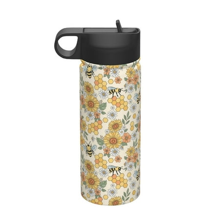 

Matuu Hippie Bee Honeycomb for 18oz Durable Thermal Cups Keep Drinks Cold & Hot Insulated Coffee Mug with Lid (With Straw)