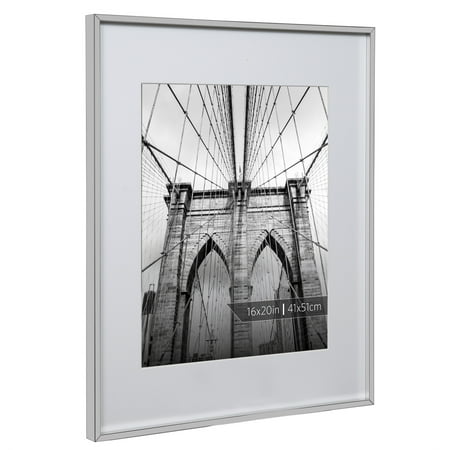 Polished Billet Frame Burnes of Boston 16x20 Aluminum Gallery Frame in Polished Silver Finish Matted To 11x14 ()