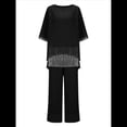 thumbnail image 3 of Conjunto de 2 Piezas para Mujer, Top Brillante, Pantalones Anchos, Traje Informal de Cuello Redondo con Lentejuelas. Negro XL, 3 of 8