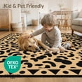 thumbnail image 4 of ODIKA 9'x12' Beige Abstract Please Washable Area Rug Geometric Border With Playful Curves And Dots Design for Master Suite, California King, Under Bed, Non-Shedding, Easy Care, 4 of 7