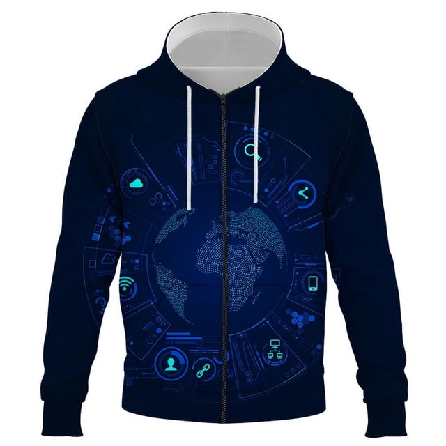 Sudadera con capucha y cremallera para hombre y mujer, con información inteligente 5G de IA, estilo hip hop, 2024