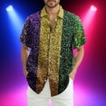 thumbnail image 2 of IWRICH Mardi Gras Shirts for Men Plus Size Short Sleeve Button down Shirt Casual Regular Fit Tops Holiday Vacation Outfits 11-Gold XXXXL, 2 of 5