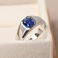 thumbnail image 2 of Men Solitaire Wedding Band Ring 1.50Ct Asscher Cut Sapphire Ring 14K White Gold Plated, 2 of 2
