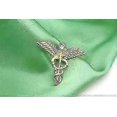 thumbnail image 4 of 26-27 Brooch Pins 2 Pieces Medical Jewelry Gift For Doctor/nurse/medical Student Rod Of Asclepius Emergency Crystal Brooch Silver Gold Color (wing Bro, 4 of 5