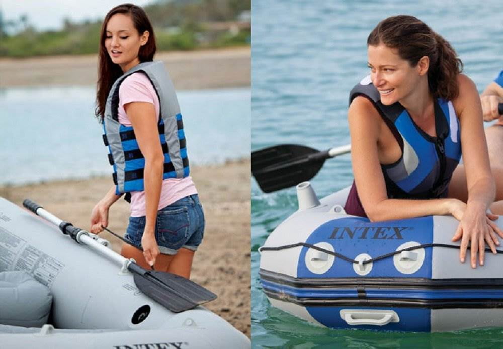 Intex Mariner 3 Person Inflatable Dinghy Boat & Oars Set + Boat Motor Mount Kit