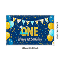 thumbnail image 2 of Blue Themed Happy 1st Birthday Backdrop Banner with Balloons Stars and Polka Dots Elements Party Decoration Photography Prop for Birthday Party Baby Shower Celebration Decor Background, 2 of 4
