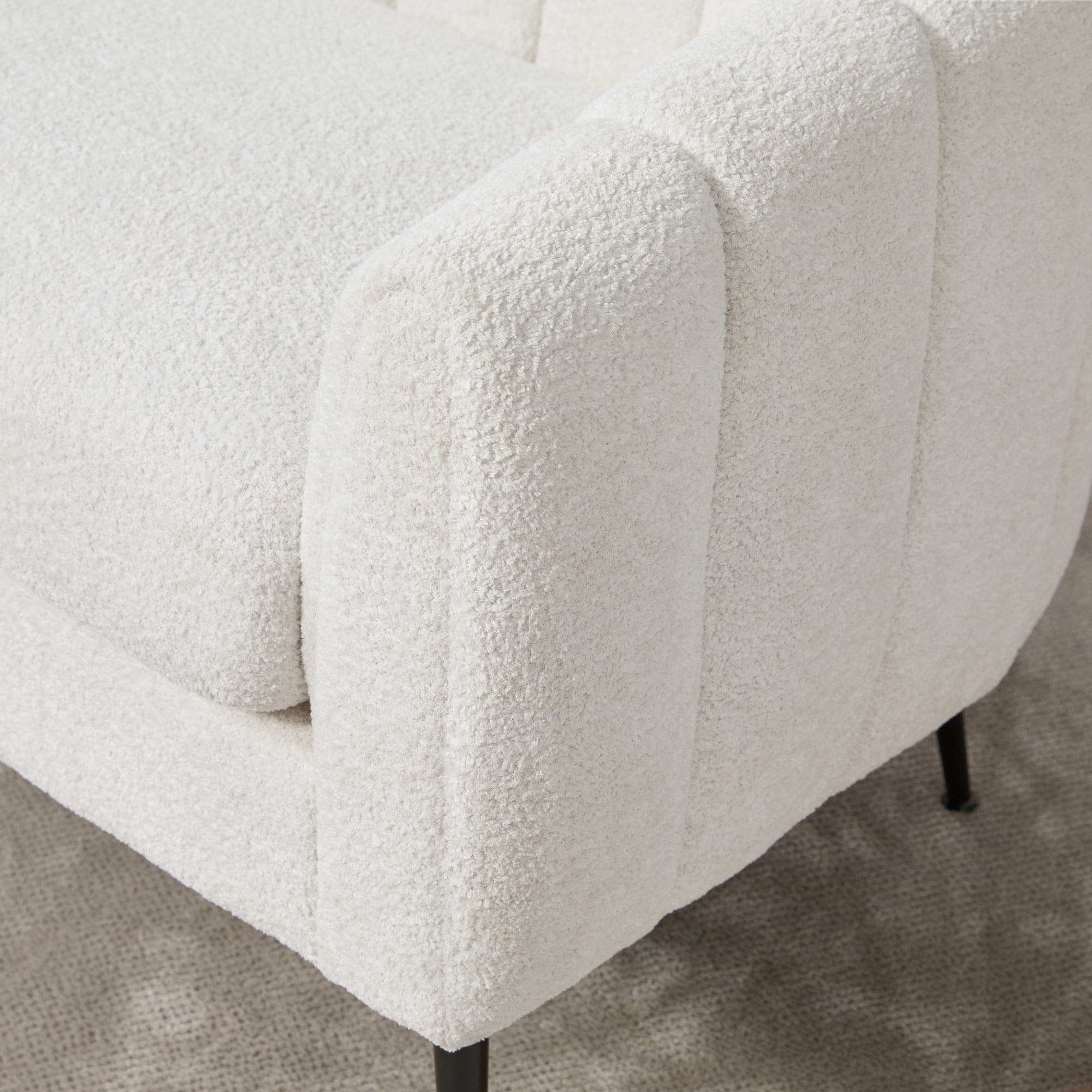 Small Loveseat, 50.2" Wide Upholstered Chenille Accent Couch, Modern Glam Tufted 2-Seater Sofa for Small Spaces, Studio Apartment, Dorm, Office, Living Room, Bedroom, with Metal Legs, Ivory