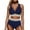 Dark Blue, variant on High Waisted Bikini for Women – Split Colorblock Two-Piece Swimsuit, Fashion Contrast Panels, Built-in Padding, No Underwire, Sexy Summer,Green M