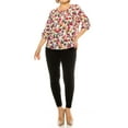 thumbnail image 4 of Women's Plus Size Floral Print Tunic Casual Round Neck Roll Tab Sleeve Blouse Top, 4 of 6