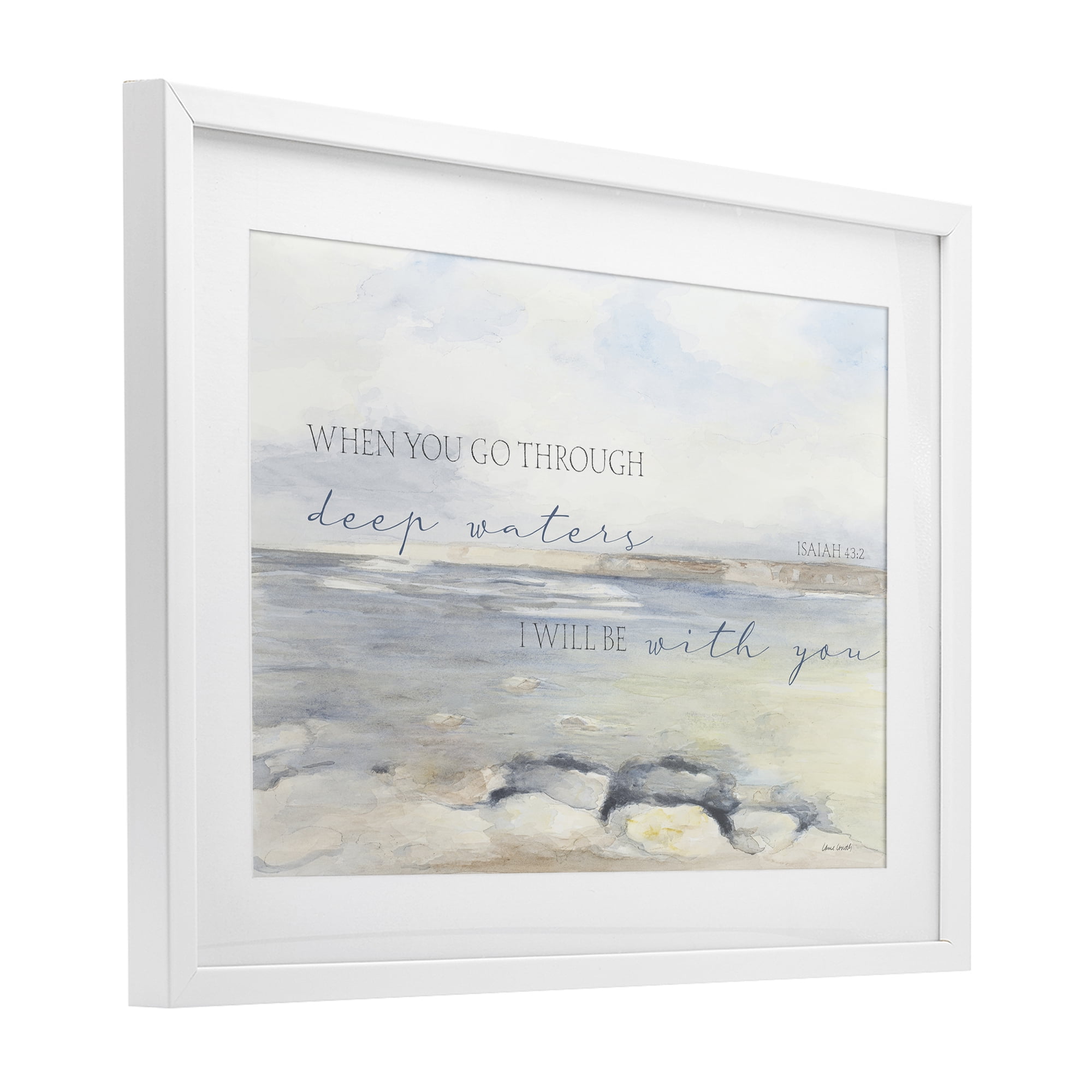 Stupell Industries Deep Waters Isaiah 43:2 White Framed Print Under Glass, design by Lanie Loreth