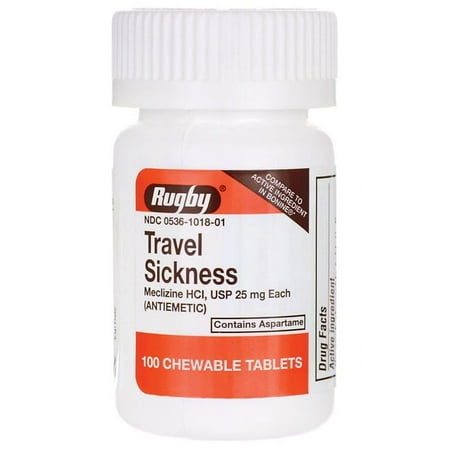 Rugby Travel Sickness Meclizine Hcl 100 Chewables