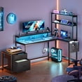 thumbnail image 1 of GUNAITO 71 inch Computer Desk L Shaped Gaming Desk with LED Light & Power Outlet Office Desk with File Drawers Cabinet,3-Tier Shelf,Storage Bag for Home Office,Black, 1 of 11