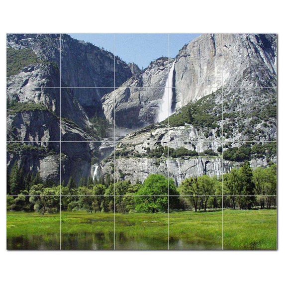 Waterfalls Nature.Npsh Ceramic Tile Mural Kitchen Backsplash Bathroom Shower, 40