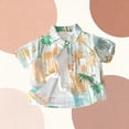 thumbnail image 4 of Beach Shirts For Boys Short Sleeve Lapel Button Down Floral Print Tops Summer Casual Loose Stylish Outfits (130, Yellow), 4 of 5