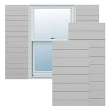 Ekena Millwork 12"W x 32"H True Fit PVC Horizontal Slat Modern Style Fixed Mount Shutters, Primed (Per Pair - Hardware Not Included)