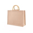 thumbnail image 1 of Bolso De Tela De Saco Bolso De Almacenamiento De Estilo Simple Bolso De Tela De Saco Beige Natural Bolso De Tela De Saco Recubierto Con Película Impermeable Con Artesanía Mango De Bambú Elegante Bolso Eigraketly HA028375-02, 1 of 5