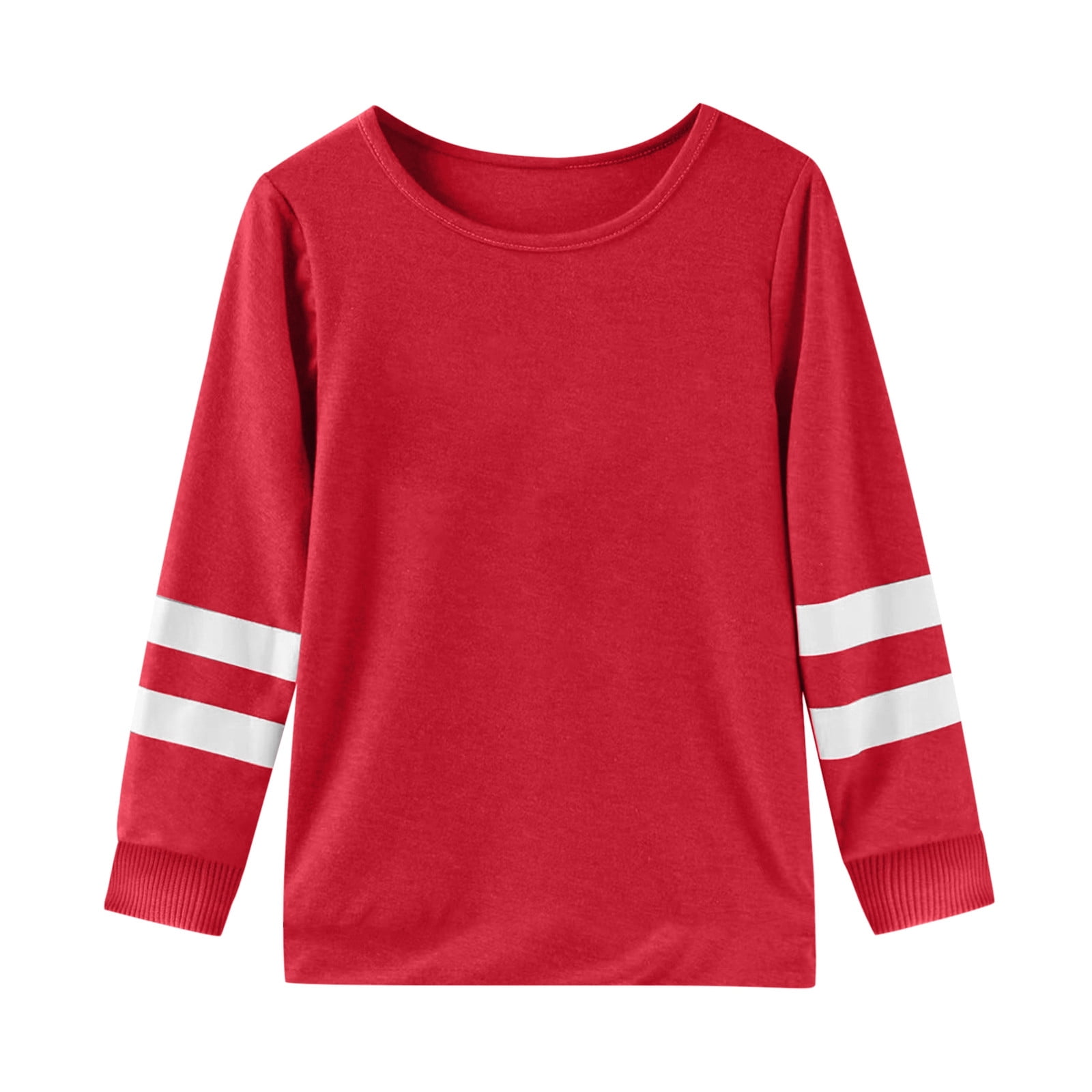 WEIYLL T-Shirts à Manches Longues pour Filles, Poignets, Col Ras du Cou, Patchwork, Chauds et Doux, Hauts de Sortie pour 3-4 Ans