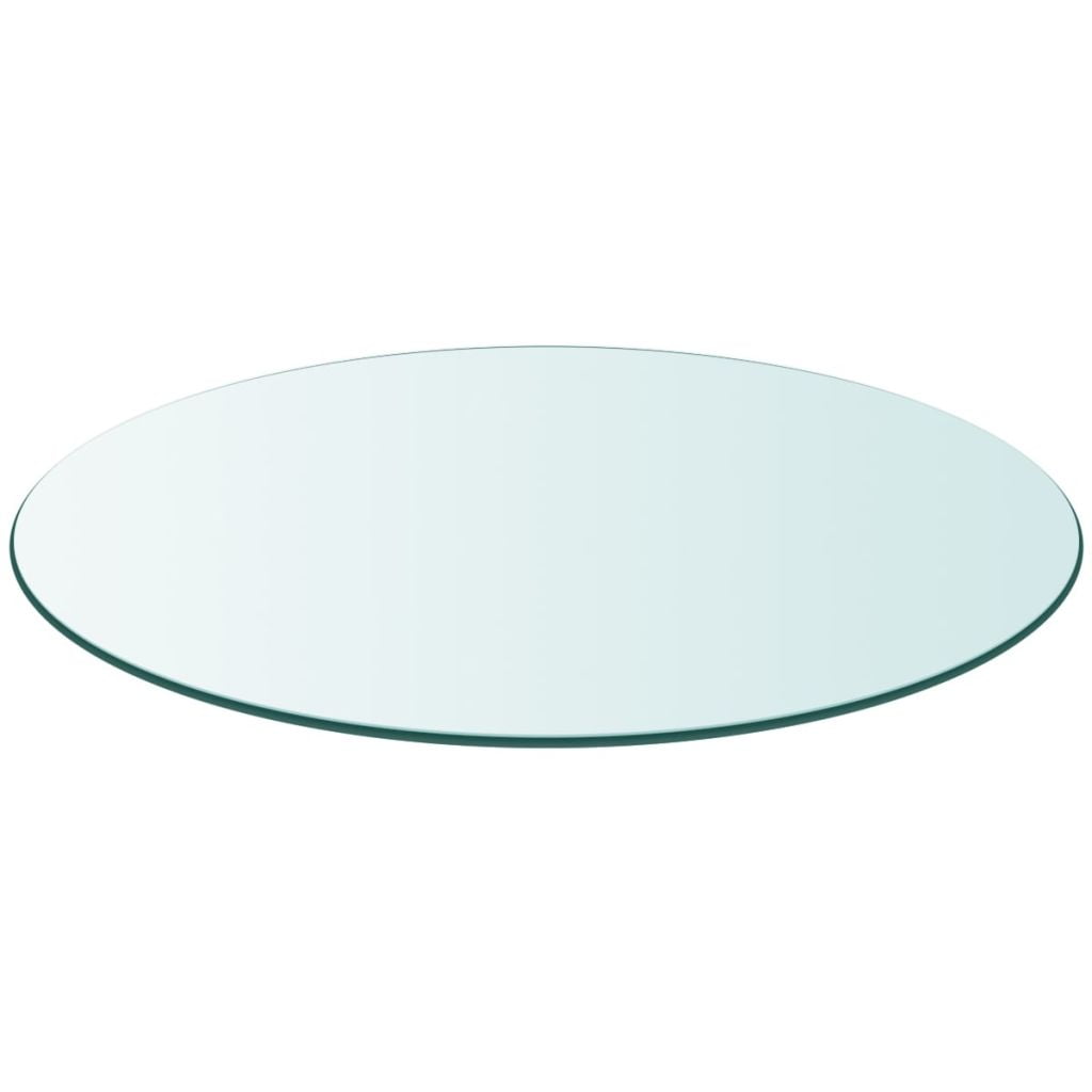 Kepooman 27.6" Kitchen Round Tempered Glass Table Top for Dining Table, Transparent