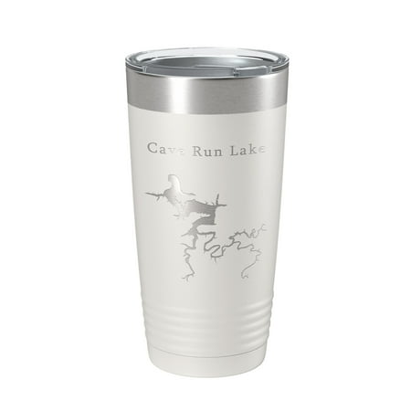 

Cave Run Lake Map Tumbler Travel Mug Insulated Laser Engraved Coffee Cup Kentucky 20 oz White