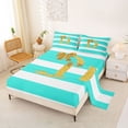 thumbnail image 2 of Erosebridal Bow D Letter Kids Queen Sheet Sets, Fashion Stripes Line Bed Set, 4pcs, 2 of 5