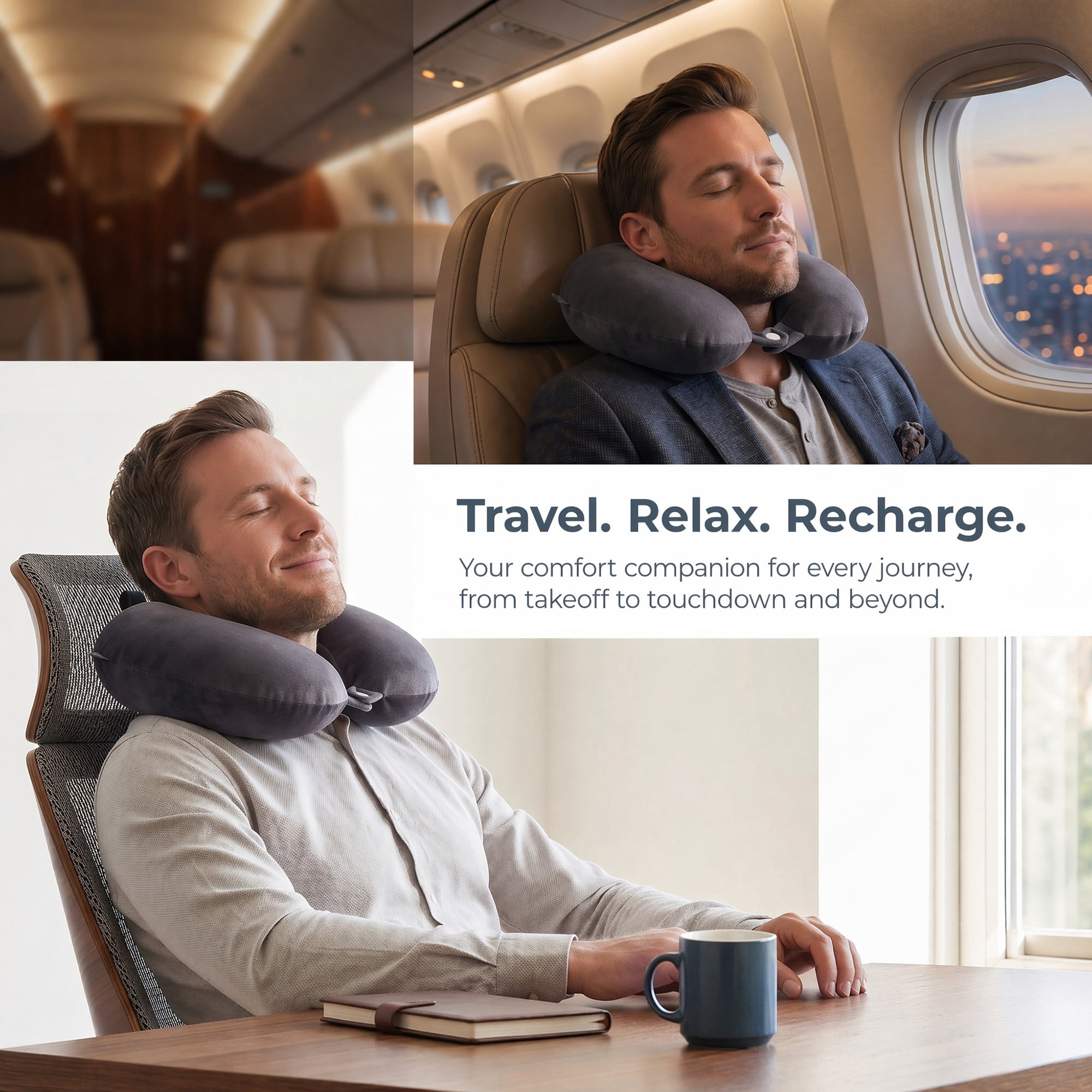 Unique Bargains Memory Foam Travel U Shape Neck Pillow Snap Closure Smoky Gray 12"x12"x4"
