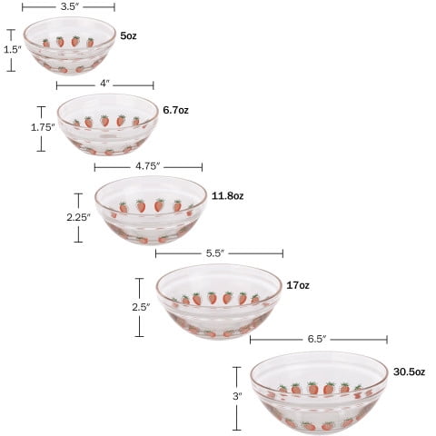 Chef Buddy 10-Piece-Set of Glass Bowls with Lids - Multiple Sizes