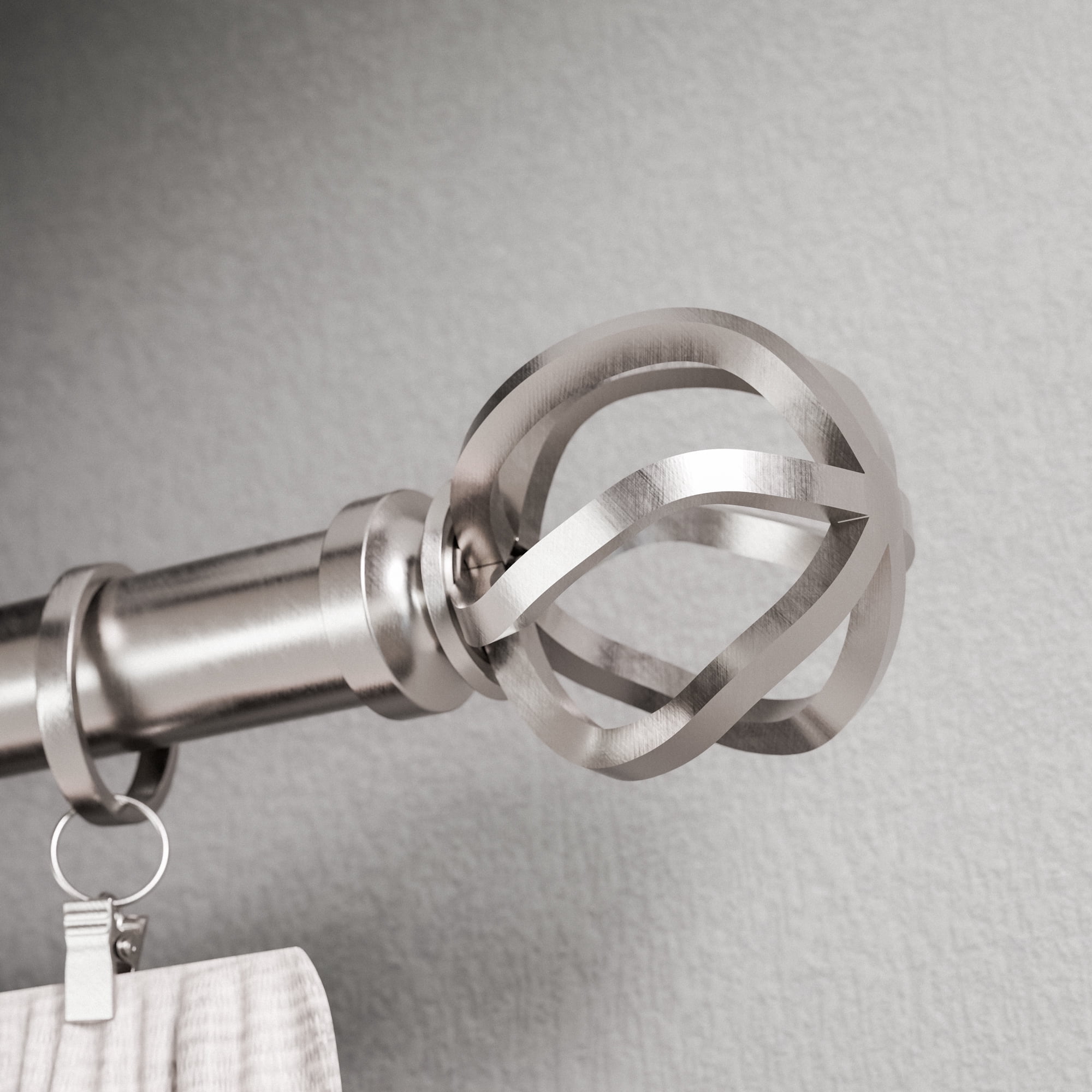 Better Homes & Gardens 1" Plated Nickel Cage Adjustable Single Curtain Rod Set 42-120"